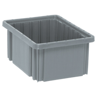 Divider Box&reg; Containers, Plastic, 10.9" W x 8.3" D x 5" H, Grey Equipment World