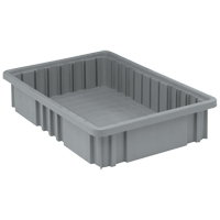 Divider Box&reg; Containers, Plastic, 16.5" W x 10.9" D x 3.5" H, Grey Equipment World