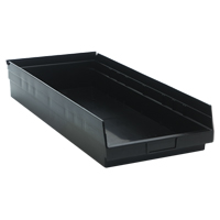 Economy Shelf Bin, 11-1/8" W x 4" H x 23-5/8" D, Black, 60 lbs. Capacity Equipment World