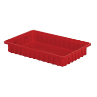 Divider Box&reg; Containers, Polyethylene, 16.5" W x 10.9" D x 2.5" H, Red Equipment World