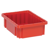 Divider Box&reg; Containers, Plastic, 10.9" W x 8.3" D x 3.5" H, Red Equipment World