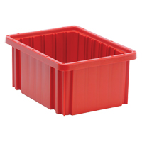 Divider Box&reg; Containers, Plastic, 10.9" W x 8.3" D x 5" H, Red Equipment World