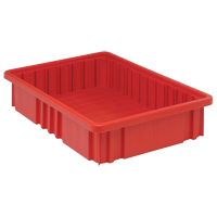 Divider Box&reg; Containers, Plastic, 16.5" W x 10.9" D x 3.5" H, Red Equipment World
