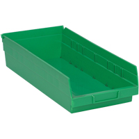 Shelf Bins, 8-1/8" W x 4" H x 17-7/8" D, Green, 40 lbs. Capacity Equipment World