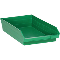 Shelf Bins, 11-1/8" W x 4" H x 17-7/8" D, Green, 40 lbs. Capacity Equipment World