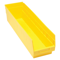 Store More Plastic Shelf Bins, 6-5/8" W x 6" H x 23-5/8" D, Yellow, 90 lbs. Capacity Equipment World