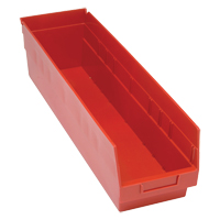 Store More Plastic Shelf Bins, 6-5/8" W x 6" H x 23-5/8" D, Red, 90 lbs. Capacity Equipment World