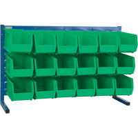 Louvered Rack with Bins, 18 Bins, 36" W x 8-1/4" D x 22" H Equipment World