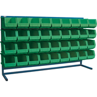 Louvered Rack with Bins, 36 Bins, 72" W x 15" D x 40" H Equipment World