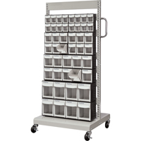 Mobile Tilt Bin Rack, Single-sided, 46 bins, 26-1/4" W x 22" D x 57-1/2" H Equipment World