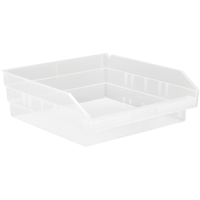 Shelf Bins, 11-1/8" W x 4" H x 11-5/8" D, Clear, 30 lbs. Capacity Equipment World
