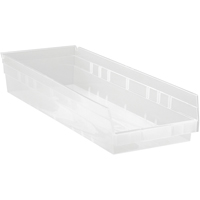 Shelf Bins, 8-3/8" W x 4" H x 23-5/8" D, Clear, 50 lbs. Capacity Equipment World