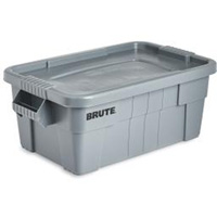 Brute Storage Tote with Lid, 27.88” D x 16.5” W x 10.7" H, 112 llbs. Capacity, Grey Equipment World