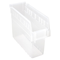 Store-Max Shelf Bins, 4-3/8" W x 8" H x 11-5/8" D, Clear, 44 lbs. Capacity Equipment World