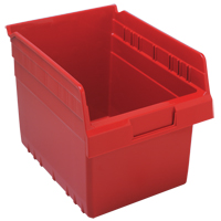 Store-Max Shelf Bins, 8-3/8" W x 8" H x 11-5/8" D, Red, 44 lbs. Capacity Equipment World