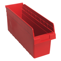 Store-Max Shelf Bins, 6-5/8" W x 8" H x 17-7/8" D, Red, 56 lbs. Capacity Equipment World