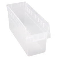 Store-Max Shelf Bins, 6-5/8" W x 8" H x 17-7/8" D, Clear, 56 lbs. Capacity Equipment World