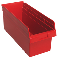 Store-Max Shelf Bins, 8-3/8" W x 8" H x 17-7/8" D, Red, 56 lbs. Capacity Equipment World