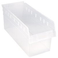 Store-Max Shelf Bins, 8-3/8" W x 8" H x 17-7/8" D, Clear, 56 lbs. Capacity Equipment World