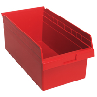 Store-Max Shelf Bins, 11-1/8" W x 8" H x 17-7/8" D, Red, 56 lbs. Capacity Equipment World