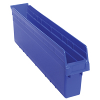 Store-Max Shelf Bins, 4-3/8" W x 8" H x 23-5/8" D, Blue, 68 lbs. Capacity Equipment World
