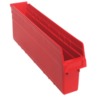 Store-Max Shelf Bins, 4-3/8" W x 8" H x 23-5/8" D, Red, 68 lbs. Capacity Equipment World