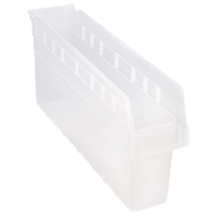 Store-Max Shelf Bins, 4-3/8" W x 8" H x 23-5/8" D, Clear, 68 lbs. Capacity Equipment World
