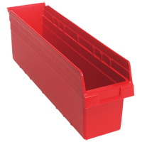 Store-Max Shelf Bins, 6-5/8" W x 8" H x 23-5/8" D, Red, 68 lbs. Capacity Equipment World