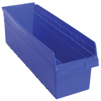 Store-Max Shelf Bins, 8-3/8" W x 8" H x 23-5/8" D, Blue, 68 lbs. Capacity Equipment World