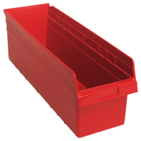 Store-Max Shelf Bins, 8-3/8" W x 8" H x 23-5/8" D, Red, 68 lbs. Capacity Equipment World