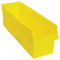 Store-Max Shelf Bins, 8-3/8" W x 8" H x 23-5/8" D, Yellow, 68 lbs. Capacity Equipment World
