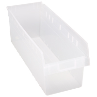Store-Max Shelf Bins, 8-3/8" W x 8" H x 23-5/8" D, Clear, 68 lbs. Capacity Equipment World