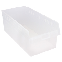 Store-Max Shelf Bins, 11-1/8" W x 8" H x 23-5/8" D, Clear, 68 lbs. Capacity Equipment World