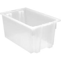 Heavy-Duty Stack & Nest Tote, 12" x 19.5" x 23.5", Clear Equipment World
