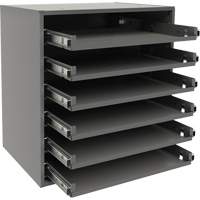 Small Bearing Slide Rack, Steel, 6 Slots, 15-9/16" W x 11-7/8" D x 16-3/8" H, Grey Equipment World