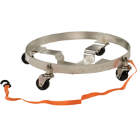 Multi-Tier Drum Dollies, Stainless Steel, 900 lbs. Capacity, 23-1/2" Diameter, Rubber Casters Equipment World