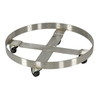 Drum Dollies, Stainless Steel, 800 lbs. Capacity, 23-1/4" Diameter, Rubber Casters Equipment World
