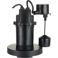 Thermoplastic Submersible Sump Pump, 2560 GPH, 115 V, 4.6 A, 1/3 HP Equipment World