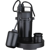 Thermoplastic Submersible Sump Pump, 2560 GPH, 115 V, 4.6 A, 1/3 HP Equipment World
