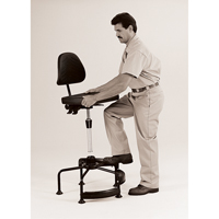 Industrial Stool, Stationary, Adjustable, 38" - 45", Polyurethane Seat, Black Equipment World