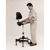 Industrial Stool, Stationary, Adjustable, 38" - 45", Polyurethane Seat, Black Equipment World