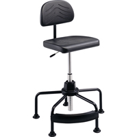 Industrial Seating, Stationary, Adjustable, 17" - 35", Polyurethane Seat, Black Equipment World
