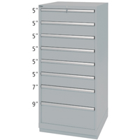 Drawer Cabinets, 8 Drawers, 28-1/4" W x 28-1/2" D x 59-1/2" H, Grey Equipment World
