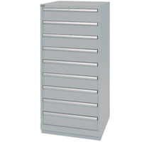 Drawer Cabinets, 9 Drawers, 28-1/4" W x 28-1/2" D x 59-1/2" H, Grey Equipment World