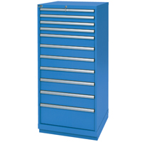 Drawer Cabinets, 11 Drawers, 28-1/4" W x 28-1/2" D x 59-1/2" H, Bright blue Equipment World