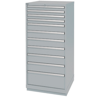 Drawer Cabinets, 11 Drawers, 28-1/4" W x 28-1/2" D x 59-1/2" H, Grey Equipment World