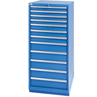 Drawer Cabinets, 12 Drawers, 28-1/4" W x 28-1/2" D x 59-1/2" H, Bright blue Equipment World