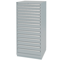 Drawer Cabinets, 15 Drawers, 28-1/4" W x 28-1/2" D x 59-1/2" H, Grey Equipment World