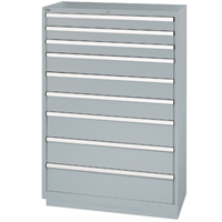 Drawer Cabinets, 9 Drawers, 40-1/4" W x 22-1/2" D x 59-1/2" H, Grey Equipment World