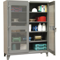 Heavy-Duty Ventilated Storage Cabinets, 4 Shelves, 72" H x 36" W x 24" D, Steel, Grey Equipment World